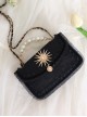 Pure Color PU Dark Style Sun God Decorate Pearl Metal Chain Messenger Handbag All-Match Gothic Lolita Bag