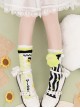 Cute Plush Monster Print Cotton Woven Sweet Lolita Socks