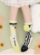 Cute Plush Monster Print Cotton Woven Sweet Lolita Socks