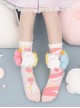 Cute Plush Monster Print Cotton Woven Sweet Lolita Socks