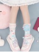 Cute Plush Monster Print Cotton Woven Sweet Lolita Socks