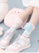 Cute Plush Monster Print Cotton Woven Sweet Lolita Socks