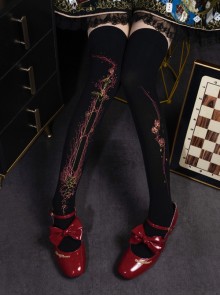 King Game Series International Chess Knight Print Pure Color Velvet Classic Lolita Socks