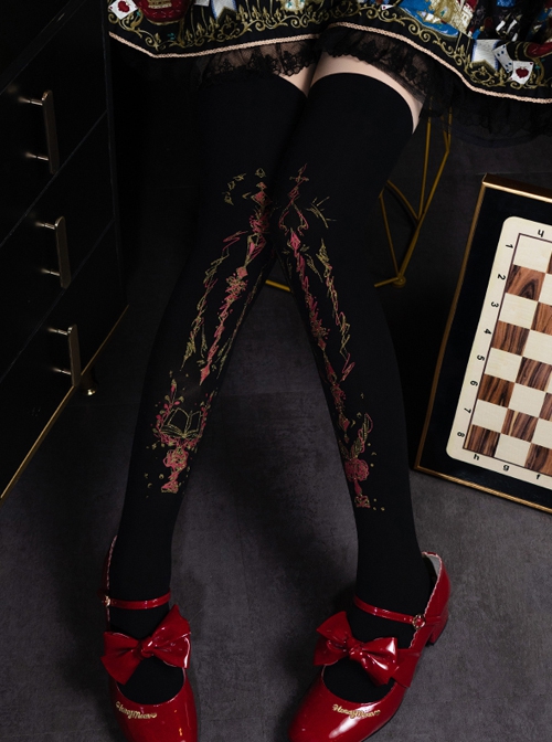 King Game Series Pure Color International Chess Bishop Print Spring Autumn Classic Lolita Socks