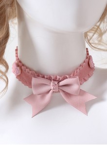 Pink Stereoscopic Heart Bowknot Decoration Sweet Lolita Necklace