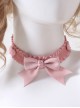 Pink Stereoscopic Heart Bowknot Decoration Sweet Lolita Necklace