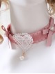 Bowknot Decoration White Lace Heart Sweet Lolita Pink Necklace