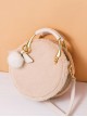 Khaki Plush Cute Ball Ornament Messenger Handheld Sweet Lolita Bag