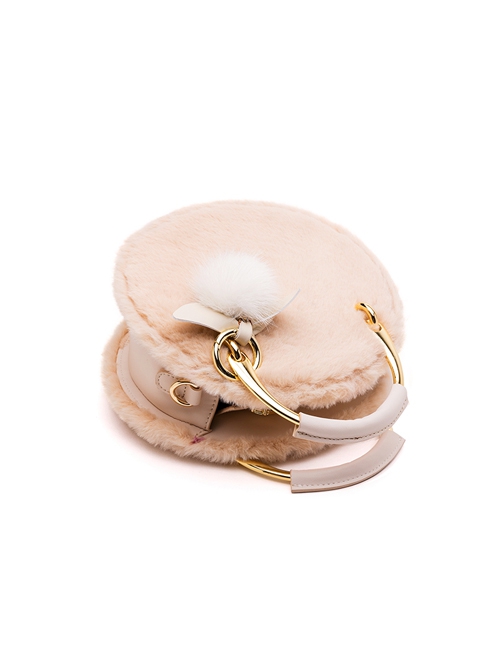 Khaki Plush Cute Ball Ornament Messenger Handheld Sweet Lolita Bag