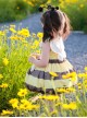 Little Bee Series Yellow Bee Stripe Print Flower Decoration Summer Sweet Lolita Kids Sleeveless Dress