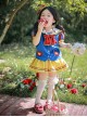 White Snow Series College Style Apple Embroidery Princess Puff Sleeve Sailor Suit Sweet Lolita Kids Short-Sleeved Top Skirt Suit