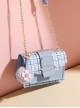 PU Contrast Color Plaid Organ Bag Stylish Versatile Metal Chain Messenger Sweet Lolita Bag