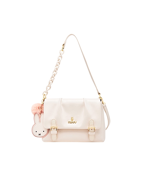 Pure Color PU Folds Fashion Underarm Bag Cute Pendant Sweet Lolita Cambridge Bag