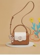 Pure Color Pu Woven Portable Small Square Bag Embroidery Pattern Zebra Rabbit Pendant Simple Sweet Lolita Box Bag