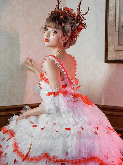 Snow Night Rose Series Flower Married Lolita Gorgeous Dress Rose Petal Heavy Industry Classic Lolita Sleeveless Dress