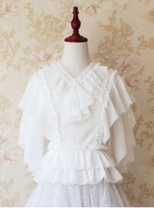 Butter Series V-Neck Flying Sleeve Elegant Mid-Sleeve Classic Lolita Shirt