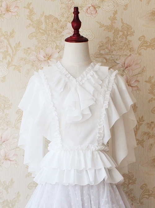 Butter Series V-Neck Flying Sleeve Elegant Mid-Sleeve Classic Lolita Shirt