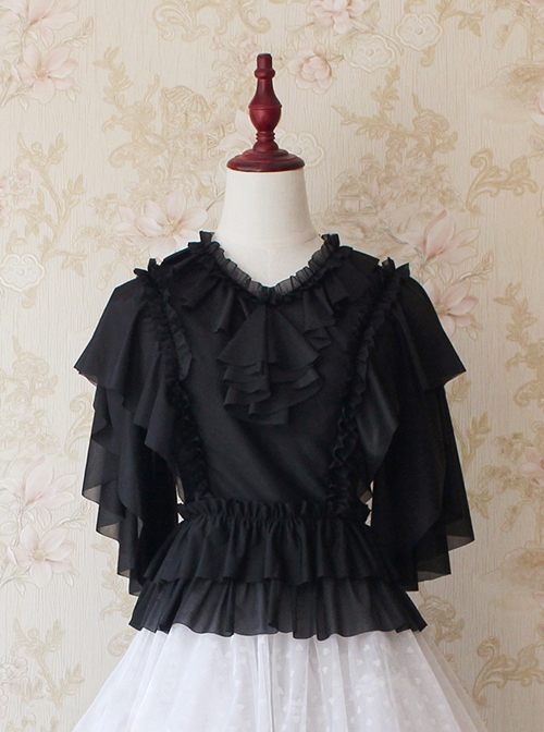 Butter Series V-Neck Flying Sleeve Elegant Mid-Sleeve Classic Lolita Shirt