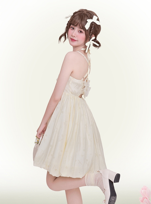 Tulip Dreamland Series Bow Knot Backless Girl Summer Seaside Vacation Classic Lolita Sleeveless Dress