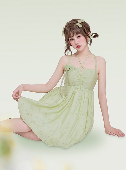 Tulip Dreamland Series Bow Knot Backless Girl Summer Seaside Vacation Classic Lolita Sleeveless Dress