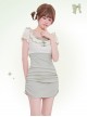 Chinese Style Cute Girl Color Contrast Fake Two-Piece Bowknot Slim Fit Hip Sweet Lolita Dress