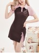 College Style Butterfly Embroidery Polo Collar Color Matching Dress Slim Waist Slim School Lolita Dress