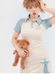 College Style Butterfly Embroidery Polo Collar Color Matching Dress Slim Waist Slim School Lolita Dress