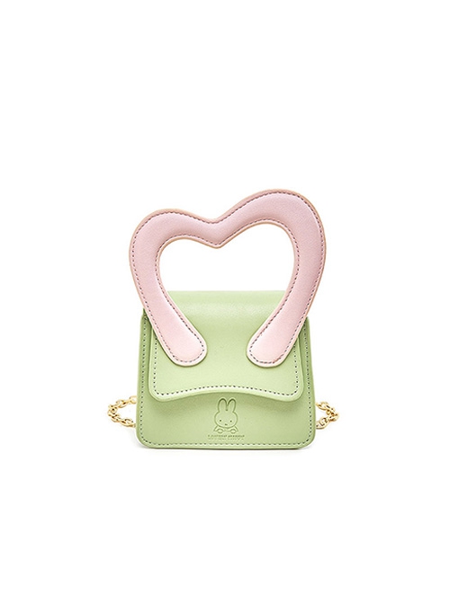 PU Material Heart Shape Contrasting Color Shoulder Handbag Sweet Lolita Bag