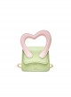 PU Material Heart Shape Contrasting Color Shoulder Handbag Sweet Lolita Bag