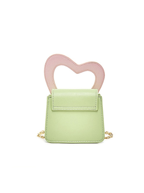 PU Material Heart Shape Contrasting Color Shoulder Handbag Sweet Lolita Bag