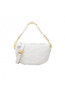 Pure Color Pu Embroidery Summer Armpit Chain Beaded All-Match Saddle Bag Sweet Lolita Bag