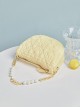 Pure Color Pu Embroidery Summer Armpit Chain Beaded All-Match Saddle Bag Sweet Lolita Bag