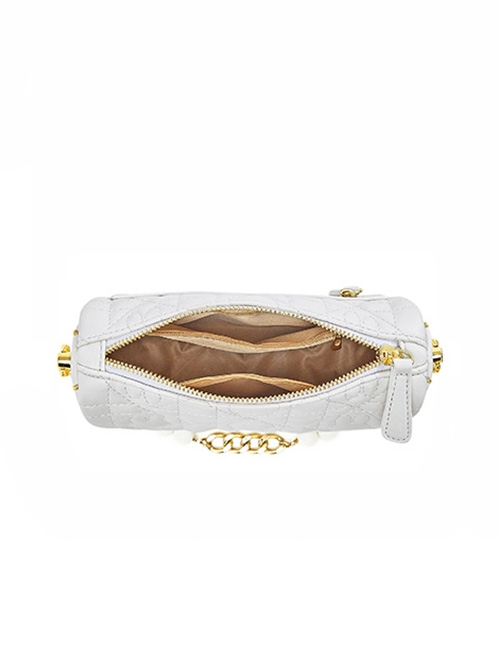 Pure Color Pu Embroidery Summer Armpit Chain Beaded All-Match Saddle Bag Sweet Lolita Bag