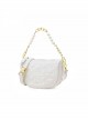 Pure Color Pu Embroidery Summer Armpit Chain Beaded All-Match Saddle Bag Sweet Lolita Bag