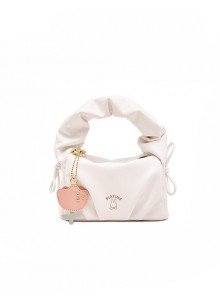 Pure Color PU Pleated Handbag Bowknot Decoration Sweet Lolita Bag
