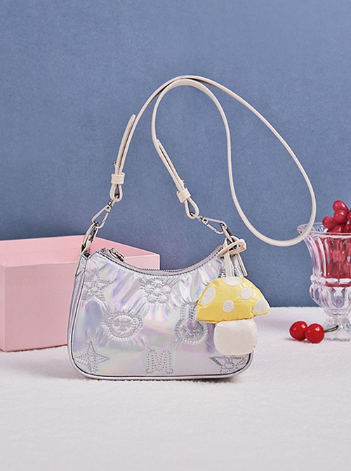 Laser Light Sense Material Cute Embroidery Portable All-Match Fashion Casual Sweet Lolita Shoulder Messenger Bag