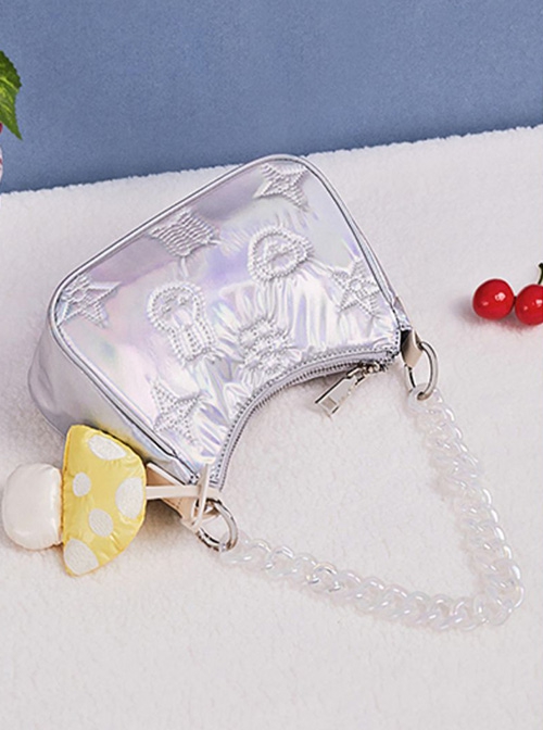 Laser Light Sense Material Cute Embroidery Portable All-Match Fashion Casual Sweet Lolita Shoulder Messenger Bag