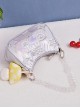 Laser Light Sense Material Cute Embroidery Portable All-Match Fashion Casual Sweet Lolita Shoulder Messenger Bag