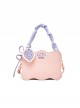 Fresh Girly Fashion Water Ripple Design Embroidery Decorative Shoulder Bag Pleats Portable Sweet Lolita Bag