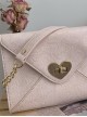 Pink High-Quality Wrinkled PU Envelope Bag Hardware Love Lock Retro French Classic Lolita Bag