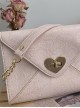 Pink High-Quality Wrinkled PU Envelope Bag Hardware Love Lock Retro French Classic Lolita Bag