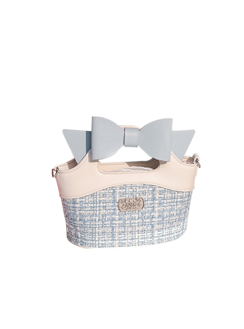 Small Basket Series Bowknot Rural Style Vegetable Basket Shape Portable Small Fragrance Style Sweet Lolita Bag