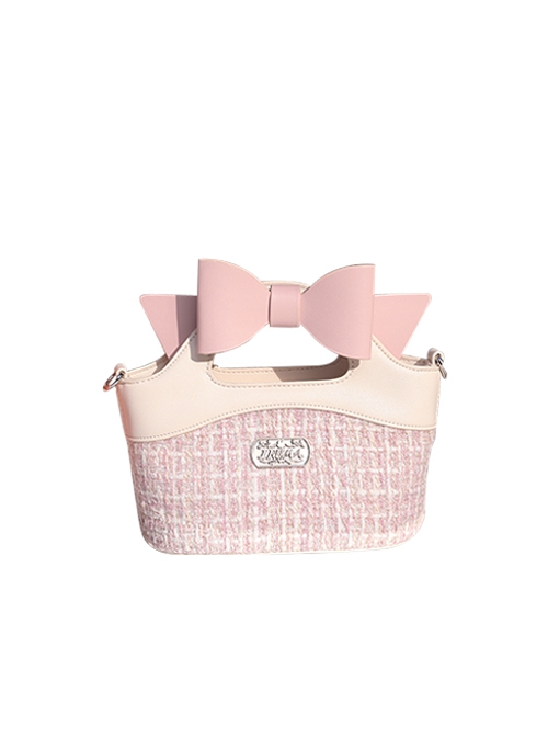 Small Basket Series Bowknot Rural Style Vegetable Basket Shape Portable Small Fragrance Style Sweet Lolita Bag