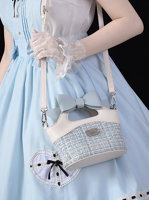 Small Basket Series Bowknot Rural Style Vegetable Basket Shape Portable Small Fragrance Style Sweet Lolita Bag