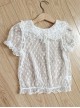 Summer Breathable Doll Collar Short-Sleeved Lace White Hollow Love Print Foreign Style Sweet Lolita Kids Top