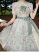 Lily Of The Valley Blossom Series Chiffon Lace Bowknot Pearl Chain Decoration Classic Lolita Sleeveless Dress Set