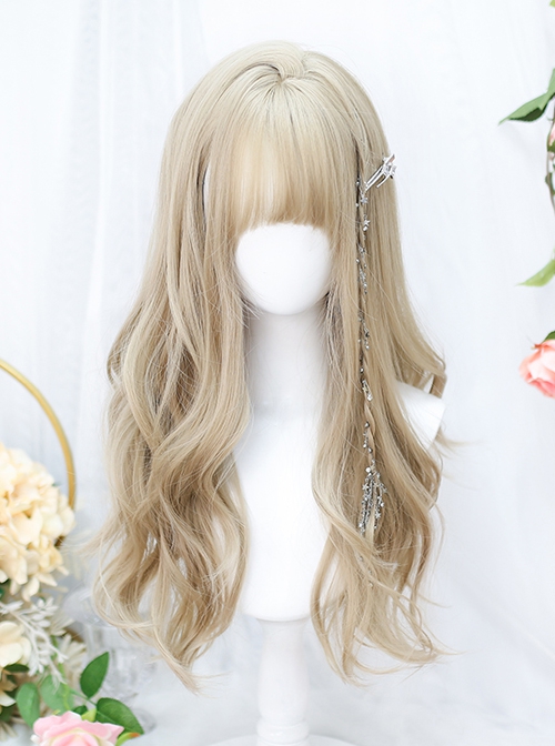 Long Curly Hair Full Head Set Female Golden Big Wave Classic Lolita Wig