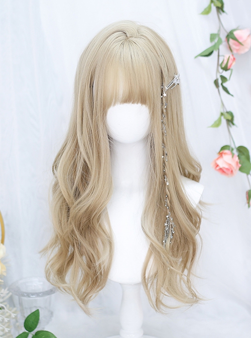 Long Curly Hair Full Head Set Female Golden Big Wave Classic Lolita Wig