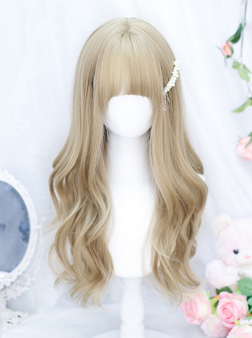 Long Curly Hair Full Head Set Female Golden Big Wave Classic Lolita Wig