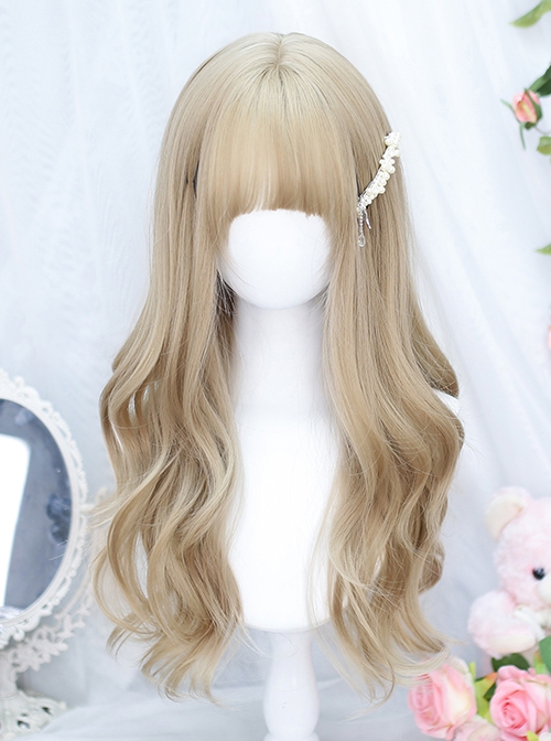 Long Curly Hair Full Head Set Female Golden Big Wave Classic Lolita Wig